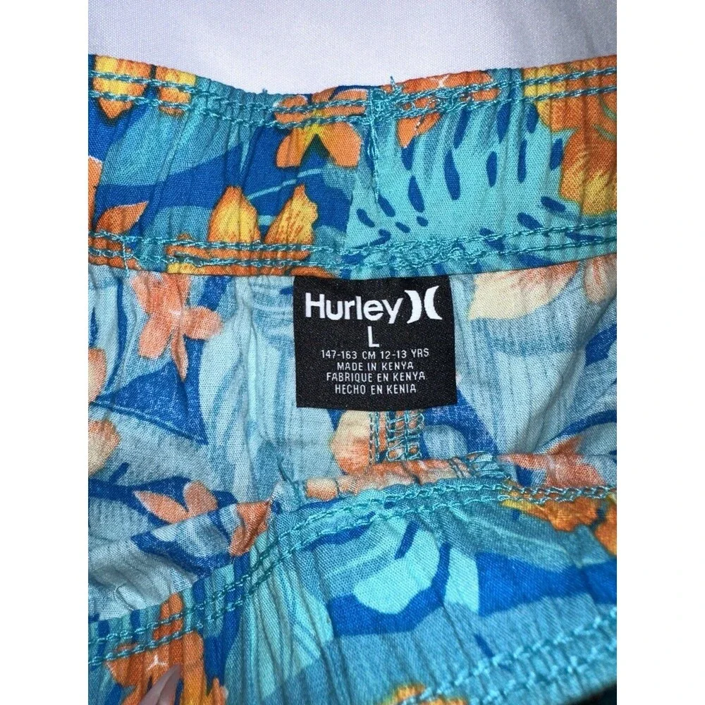 Hurley Boys Youth Size L 12-13Y Tropical Hawaiian Floral Board Shorts Swim